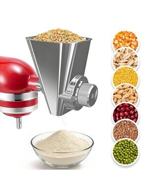 NEW All Metal Grain Mill Attachment for Mixer 9 Level Flour Grinder